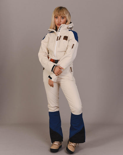 Chic Ski Suit - Cream & Blue - OOSC Clothing - USA