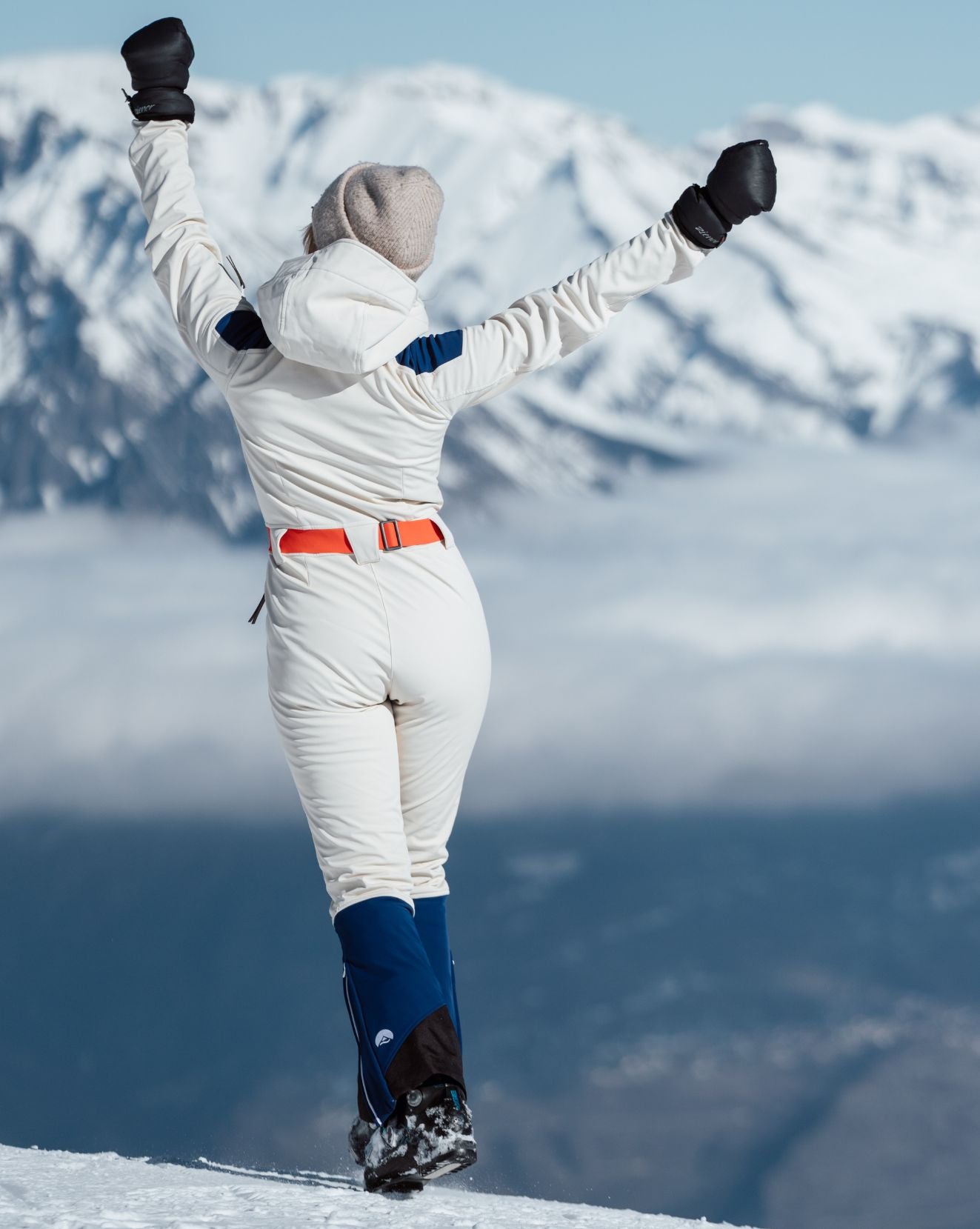 Chic Ski Suit - Cream & Blue - OOSC Clothing - USA