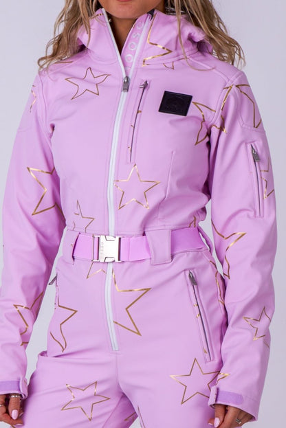 Chic Ski Suit - Pink with Gold Stars - OOSC Clothing - USA