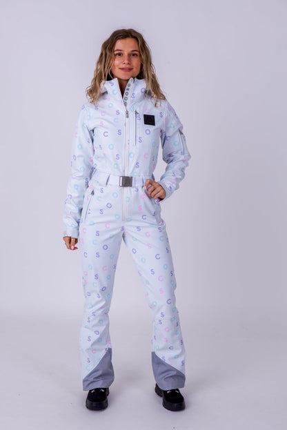 Chic Ski Suit - White OOSC Print - OOSC Clothing - USA