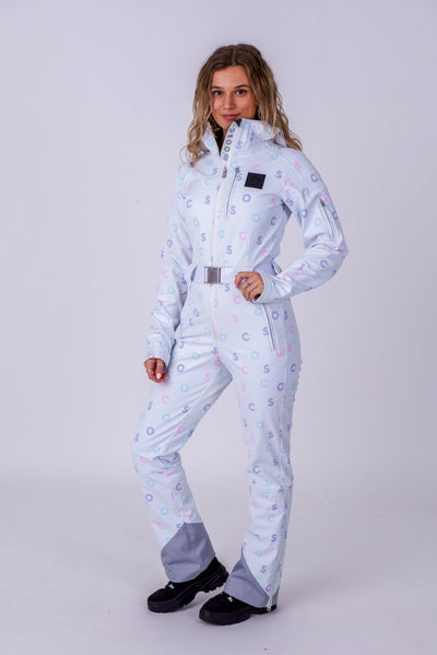 Chic Ski Suit - White OOSC Print - OOSC Clothing