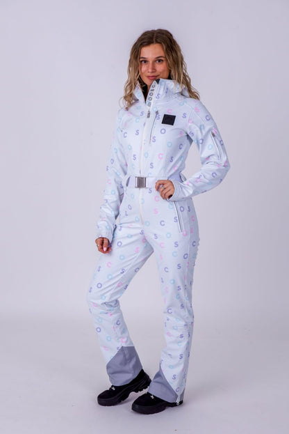 Chic Ski Suit - White OOSC Print - OOSC Clothing - USA