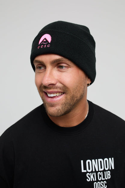 Classique Beanie - Black with Pink Logo - OOSC Clothing - USA