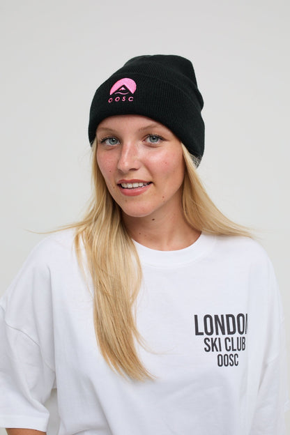 Classique Beanie - Black with Pink Logo - OOSC Clothing - USA