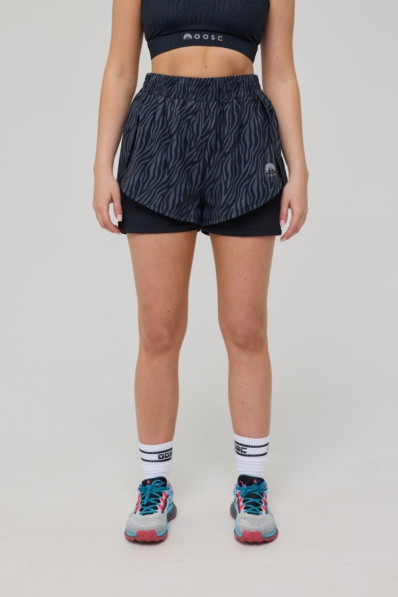 Elite 2 in 1 Running Shorts - Black Tiger - OOSC Clothing - USA
