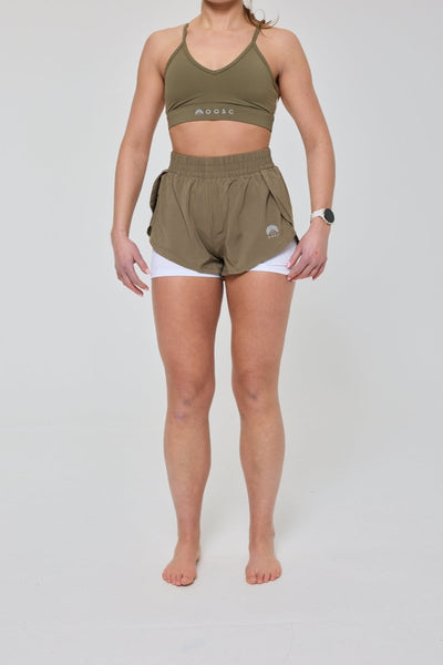 Elite 2 in 1 Running Shorts - Khaki - OOSC Clothing - USA