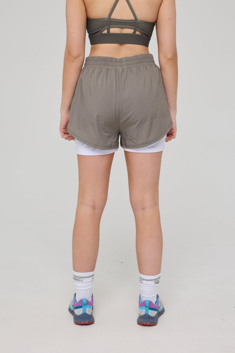 Elite 2 in 1 Running Shorts - Khaki - OOSC Clothing - USA
