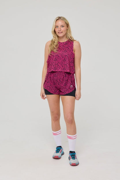 Elite 2 in 1 Running Shorts - Pink Leopard - OOSC Clothing - USA