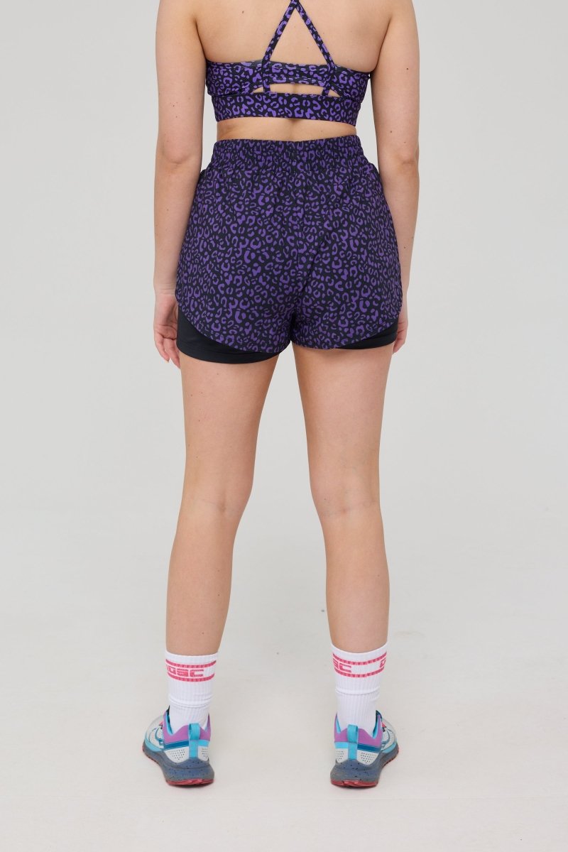 Elite 2 in 1 Running Shorts - Purple Leopard - OOSC Clothing - USA