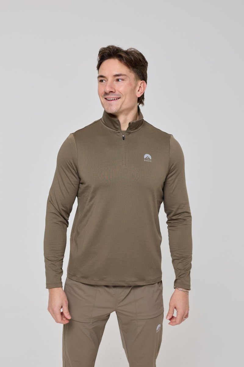 Elite Activewear 1/4 Zip Top - Khaki - OOSC Clothing - USA