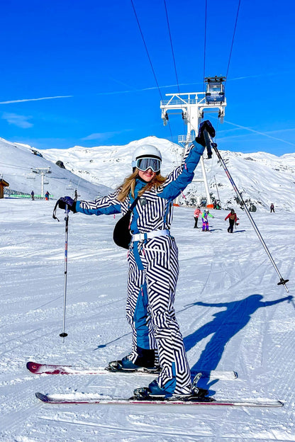 Fall Line Black & White Curved Women's Ski Suit - OOSC Clothing - USA