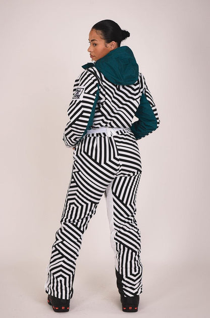 Fall Line Black & White Curved Women's Ski Suit - OOSC Clothing - USA