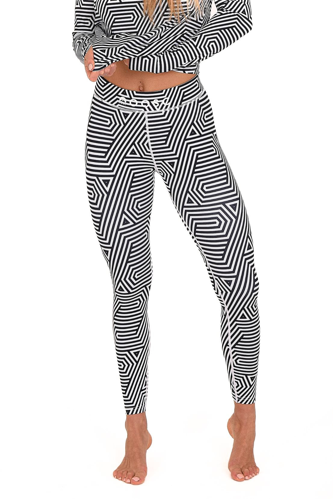 Fall Line Black & White Womens Baselayer Legging - OOSC Clothing - USA