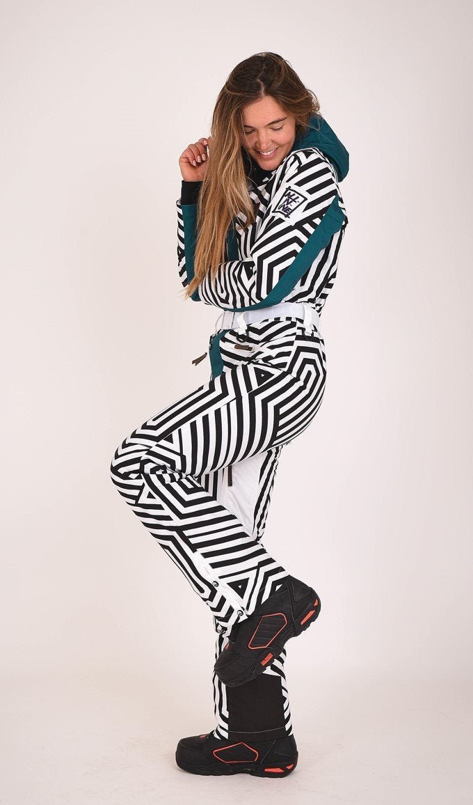 Fall Line Black & White Women's Ski Suit - OOSC Clothing - USA