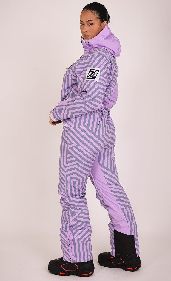 Fall Line Purple & Grey Curved Women's Ski Suit - OOSC Clothing - USA