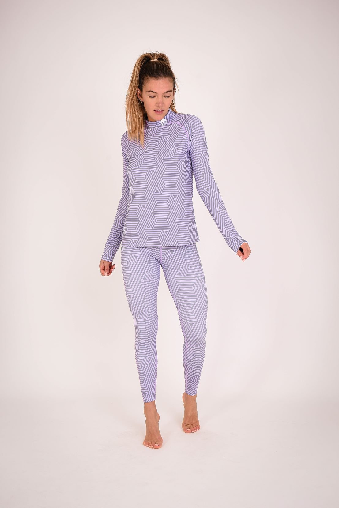 Fall Line Purple & Grey Womens Baselayer Legging - OOSC Clothing - USA