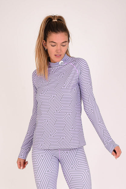 Fall Line Purple & Grey Womens Baselayer Top - OOSC Clothing - USA