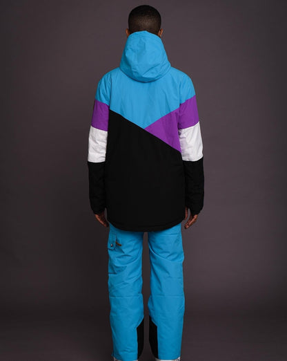 Fresh Pow Men's Ski & Snowboard Jacket - Blue, Purple & Black - OOSC Clothing - USA