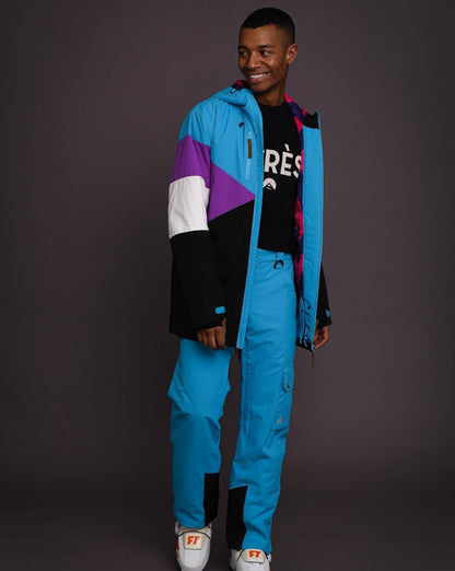 Fresh Pow Men's Ski & Snowboard Jacket - Blue, Purple & Black - OOSC Clothing - USA