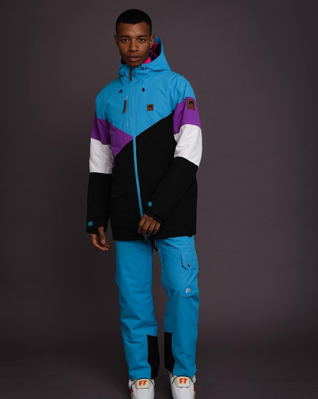 Fresh Pow Men's Ski & Snowboard Jacket - Blue, Purple & Black - OOSC Clothing - USA