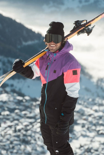 Fresh Pow Men's Ski & Snowboard Jacket - Neon Pink, Purple & Black - OOSC Clothing - USA