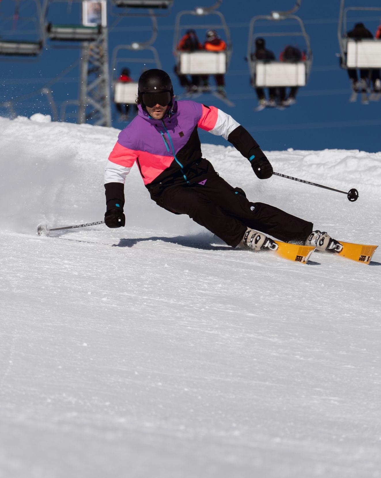 Fresh Pow Men's Ski & Snowboard Jacket - Neon Pink, Purple & Black - OOSC Clothing - USA