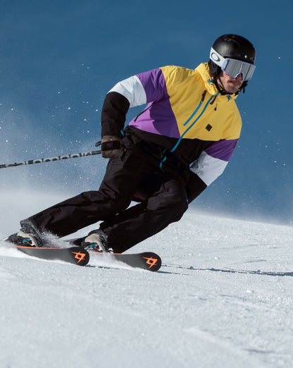 Fresh Pow Men's Ski & Snowboard Jacket - Yellow, Purple & Black - OOSC Clothing - USA