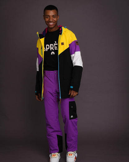 Fresh Pow Men's Ski & Snowboard Jacket - Yellow, Purple & Black - OOSC Clothing - USA