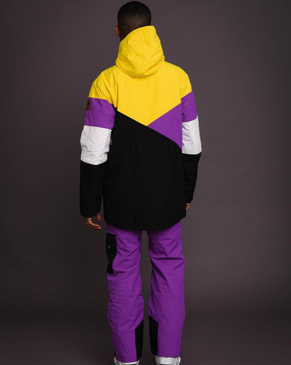 Fresh Pow Men's Ski & Snowboard Jacket - Yellow, Purple & Black - OOSC Clothing - USA