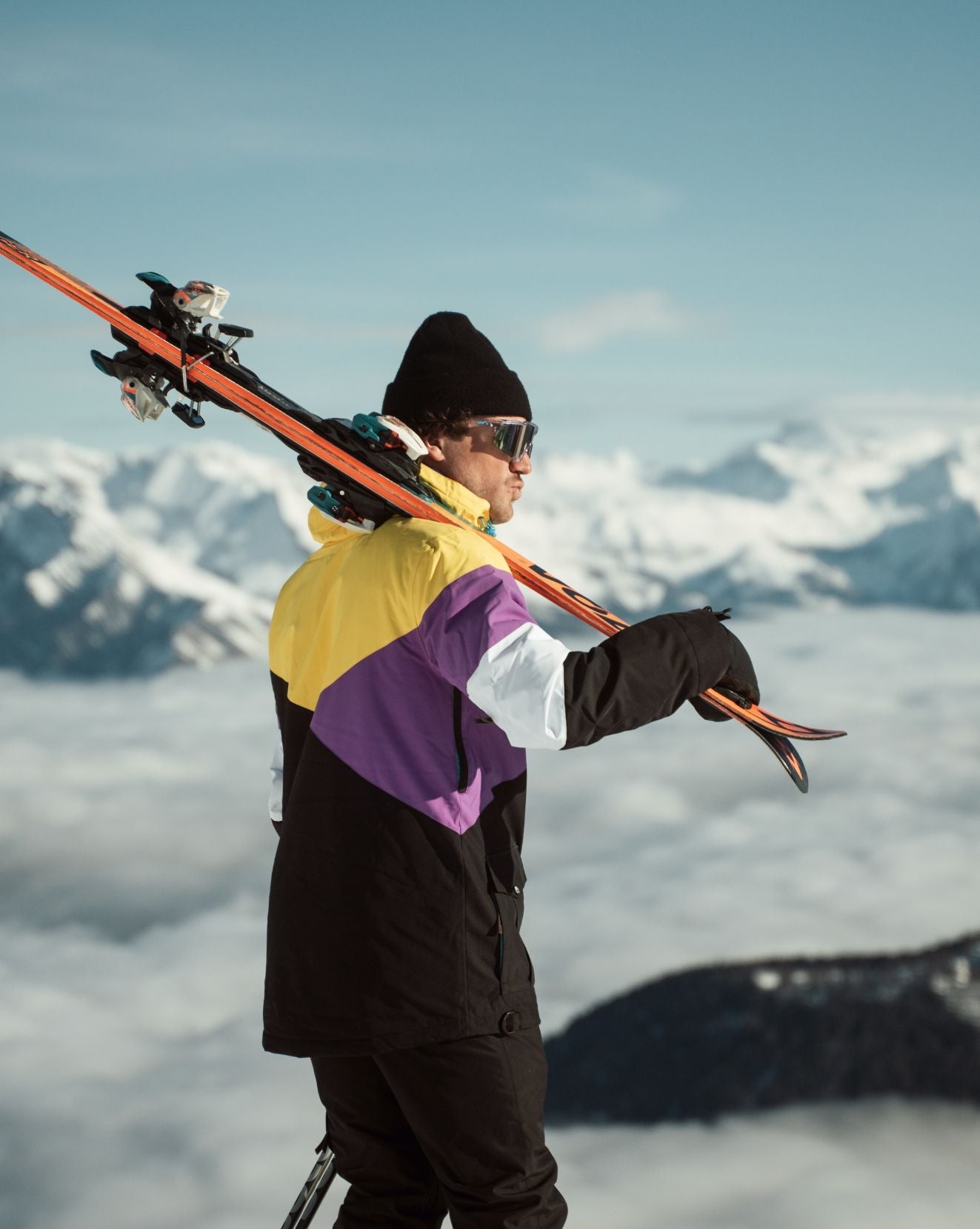 Fresh Pow Men's Ski & Snowboard Jacket - Yellow, Purple & Black - OOSC Clothing - USA