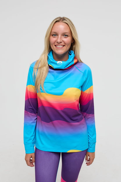 High Neck Baselayer Top Mambo Sunset - Women's - OOSC Clothing - USA