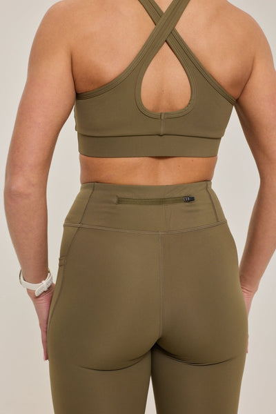 High Support Elite Crossback Sports Bra - Khaki - OOSC Clothing - USA