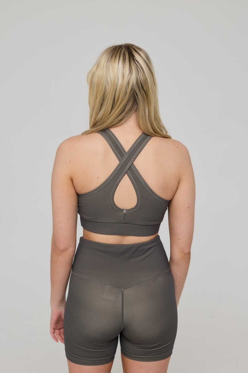 High Support Elite Crossback Sports Bra - Khaki - OOSC Clothing - USA