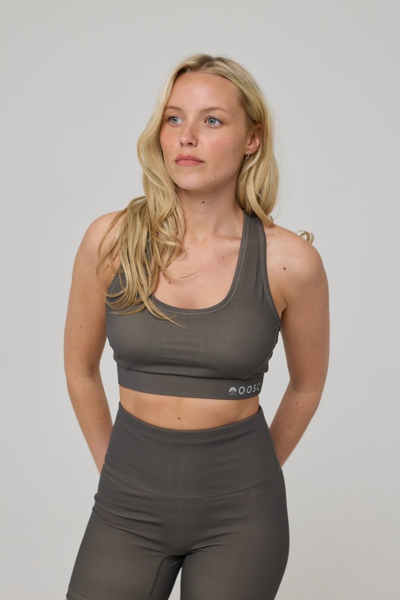 High Support Elite Crossback Sports Bra - Khaki - OOSC Clothing - USA