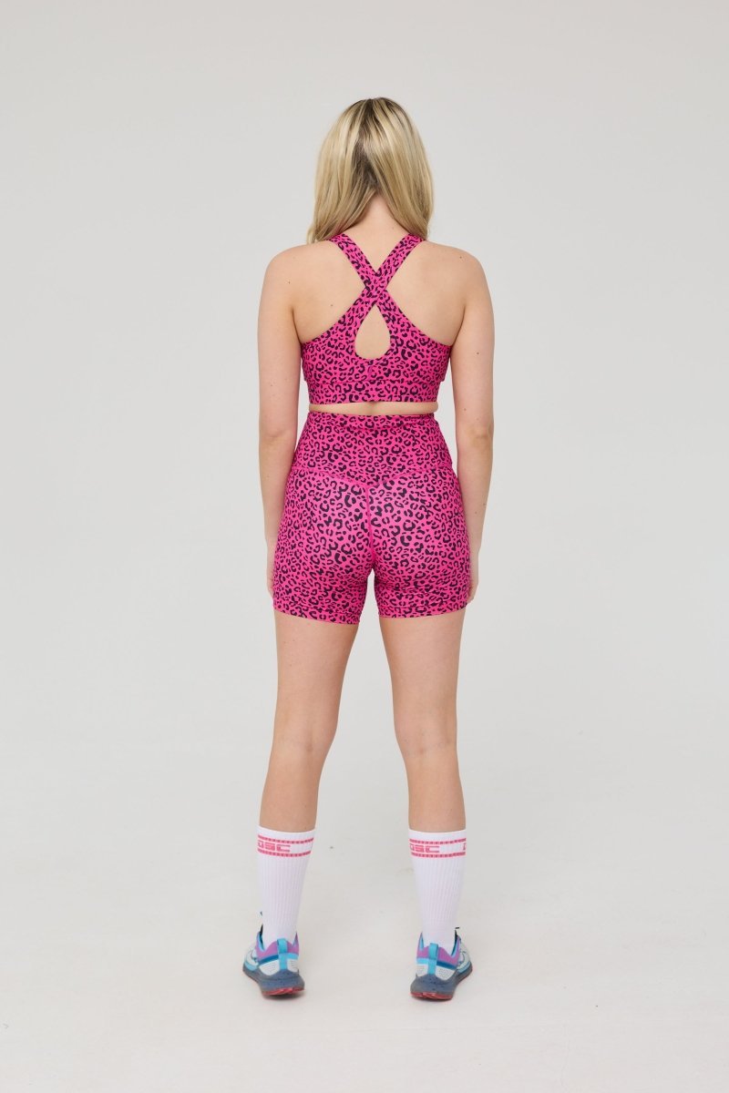 High Support Elite Crossback Sports Bra - Pink Leopard - OOSC Clothing - USA
