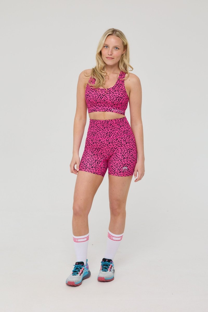 High Support Elite Crossback Sports Bra - Pink Leopard - OOSC Clothing - USA