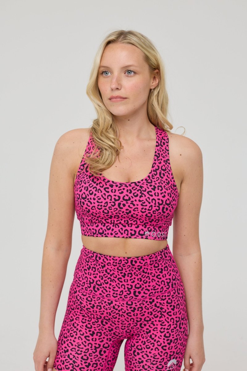 High Support Elite Crossback Sports Bra - Pink Leopard - OOSC Clothing - USA
