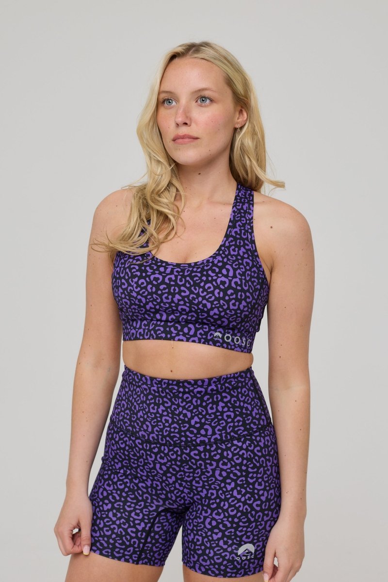 High Support Elite Crossback Sports Bra - Purple Leopard - OOSC Clothing - USA