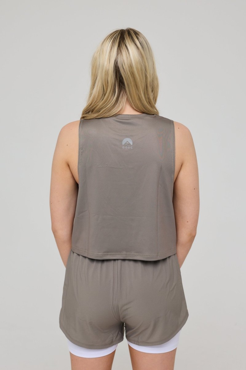 Infinite Cropped Tank Top - Khaki - OOSC Clothing - USA