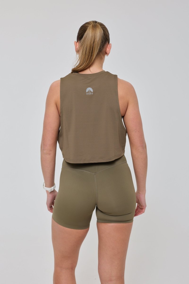 Infinite Cropped Tank Top - Khaki - OOSC Clothing - USA