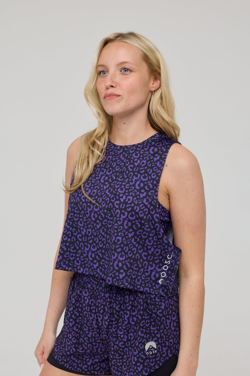 Infinite Cropped Tank Top - Purple Leopard - OOSC Clothing - USA