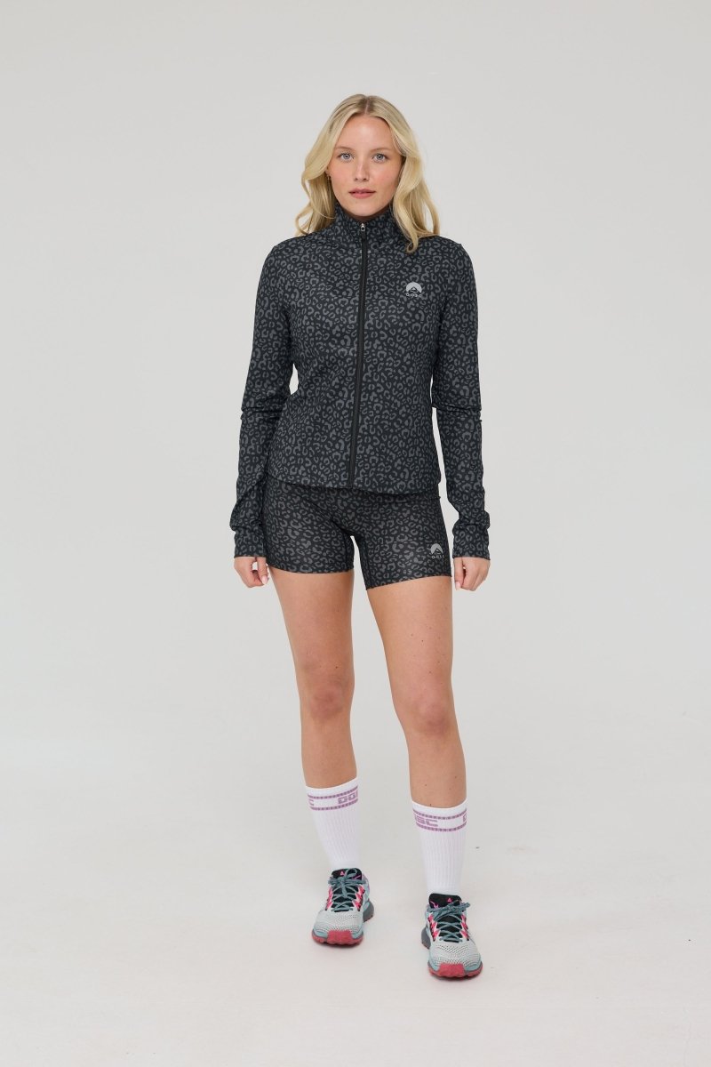 Infinite Cropped Zipped Jacket - Black Leopard - OOSC Clothing - USA
