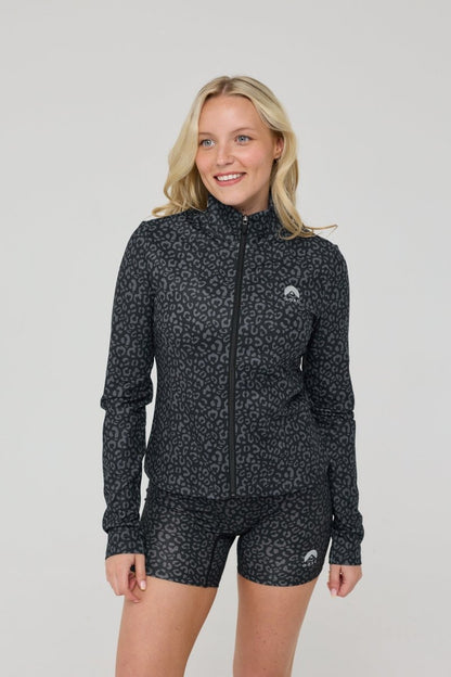 Infinite Cropped Zipped Jacket - Black Leopard - OOSC Clothing - USA