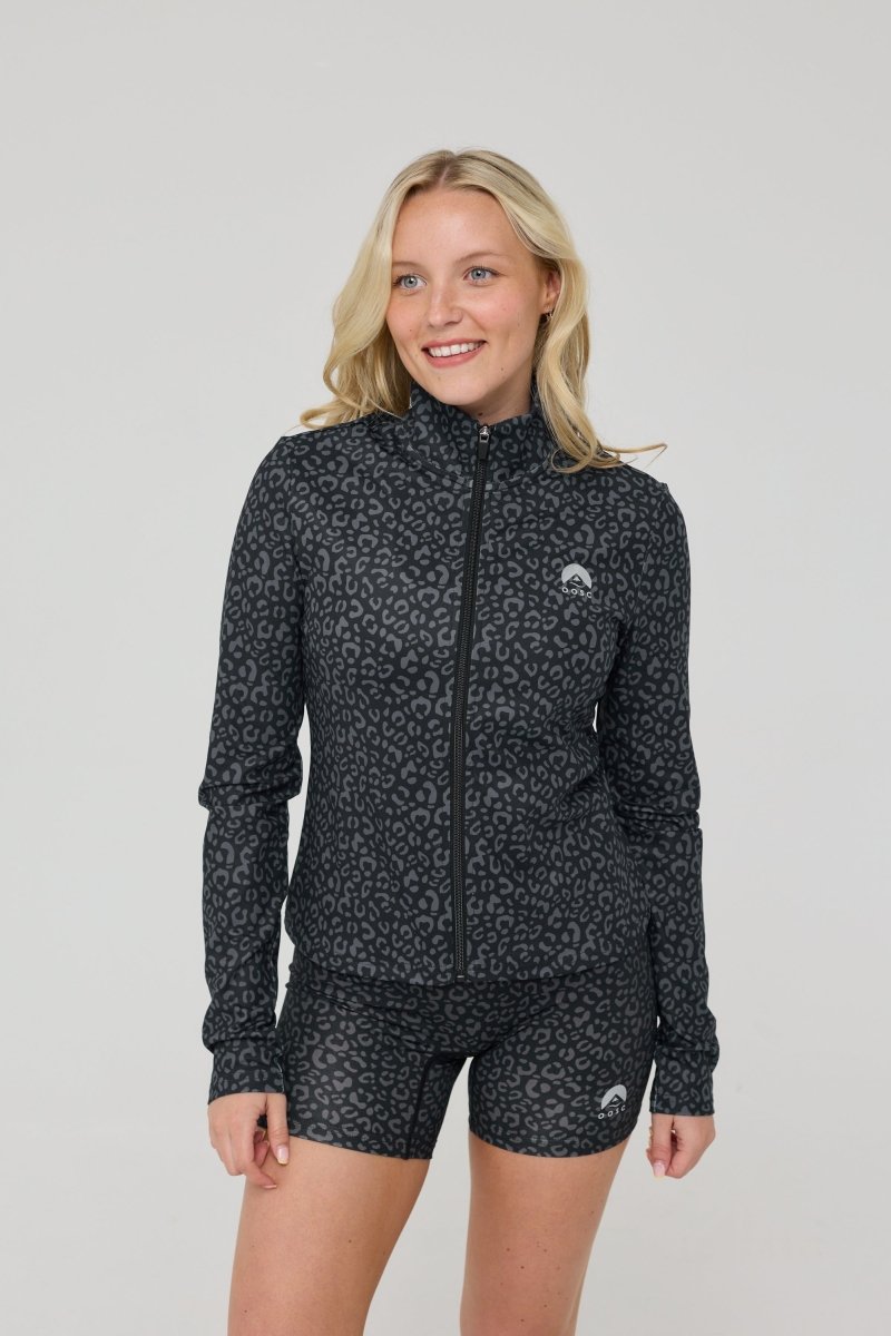 Infinite Cropped Zipped Jacket - Black Leopard - OOSC Clothing - USA