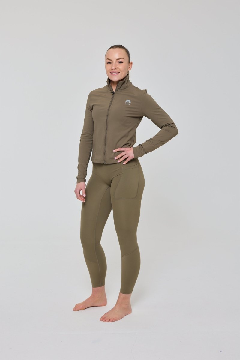 Infinite Cropped Zipped Jacket - Khaki - OOSC Clothing - USA