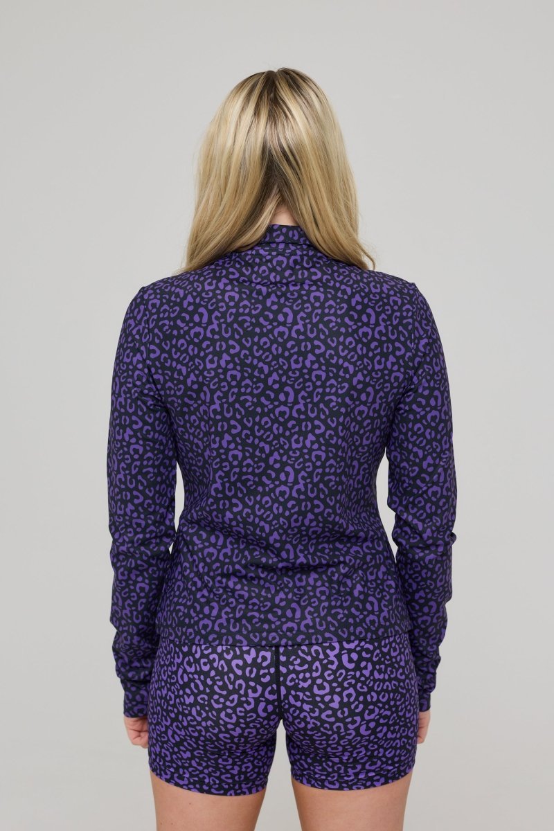 Infinite Cropped Zipped Jacket - Purple Leopard - OOSC Clothing - USA