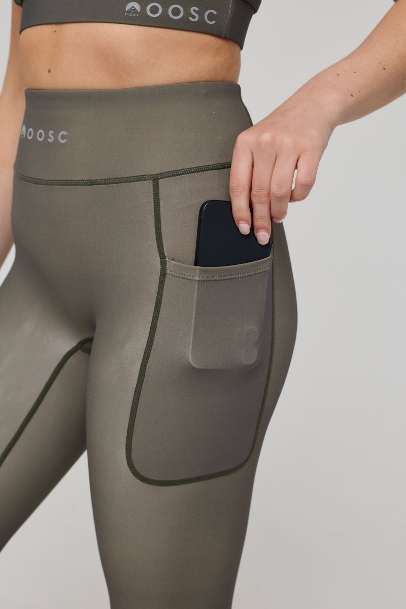 Infinite High Waisted Leggings - Khaki - OOSC Clothing - USA