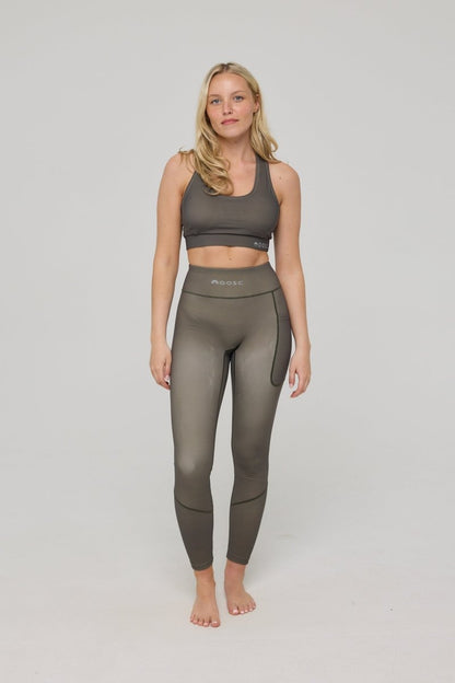Infinite High Waisted Leggings - Khaki - OOSC Clothing - USA