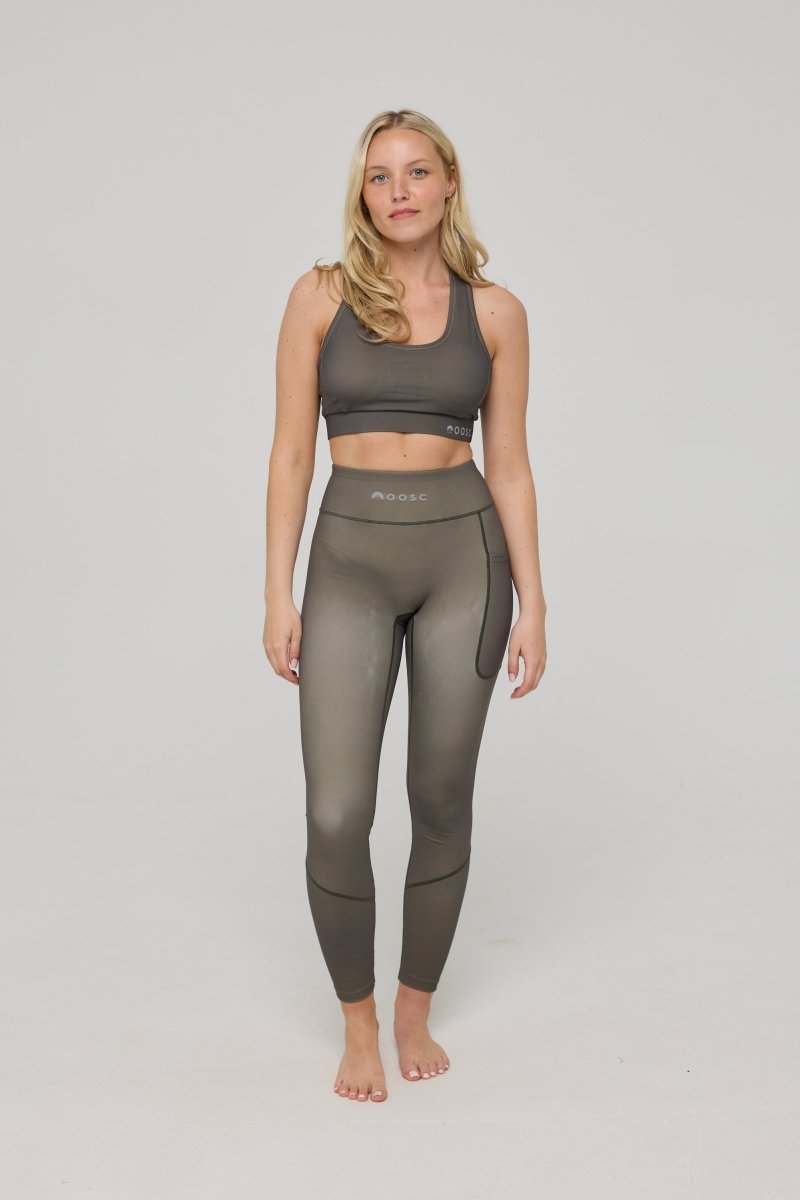 Infinite High Waisted Leggings - Khaki - OOSC Clothing - USA
