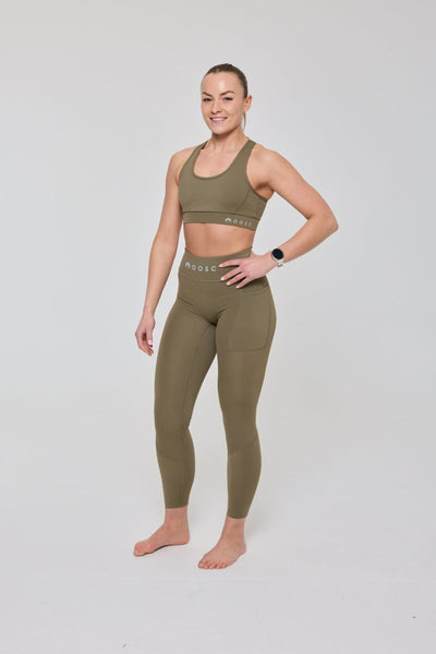 Infinite High Waisted Leggings - Khaki - OOSC Clothing - USA